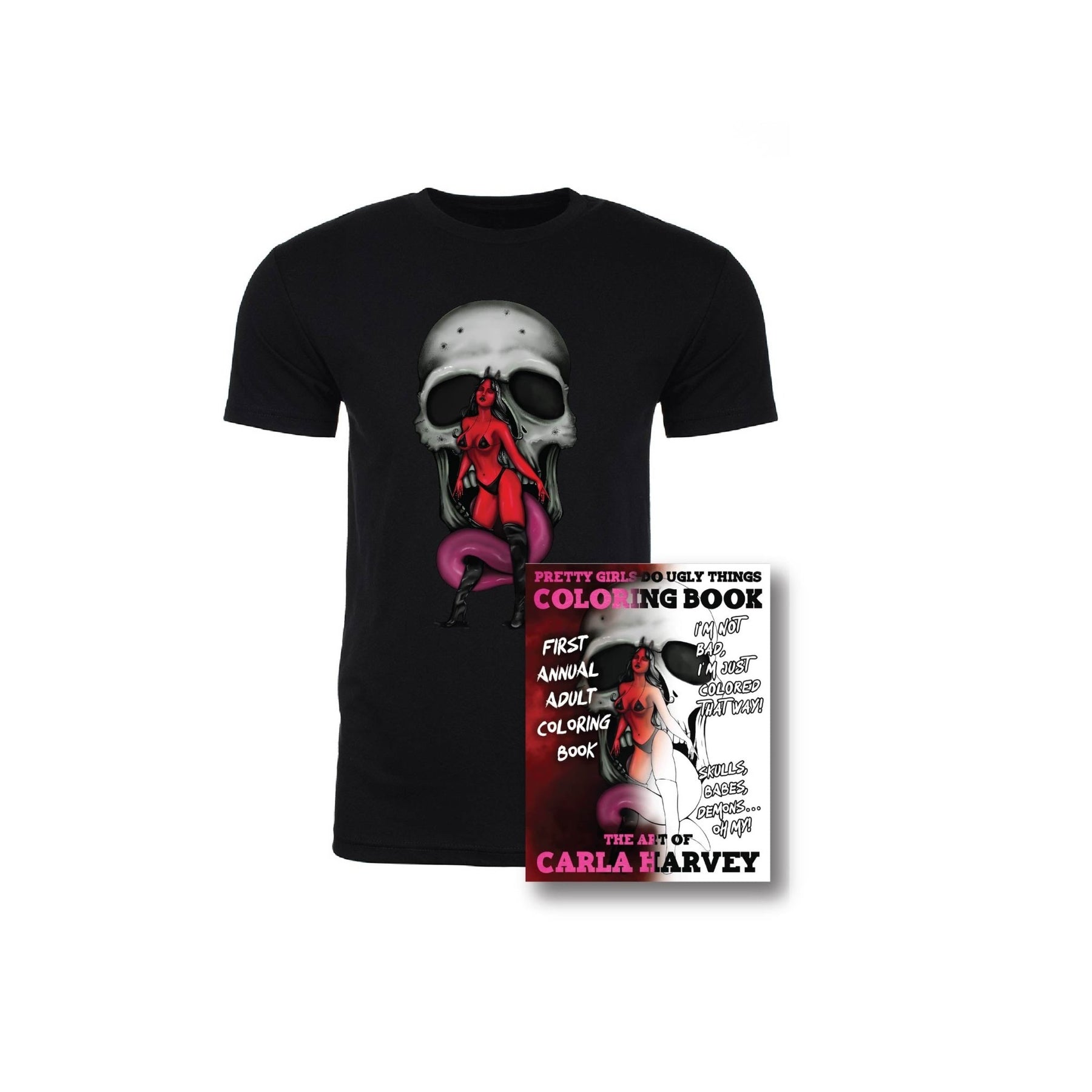 Carla Harvey Devil Babe T-Shirt & Adult Coloring Book - Mato & Hash