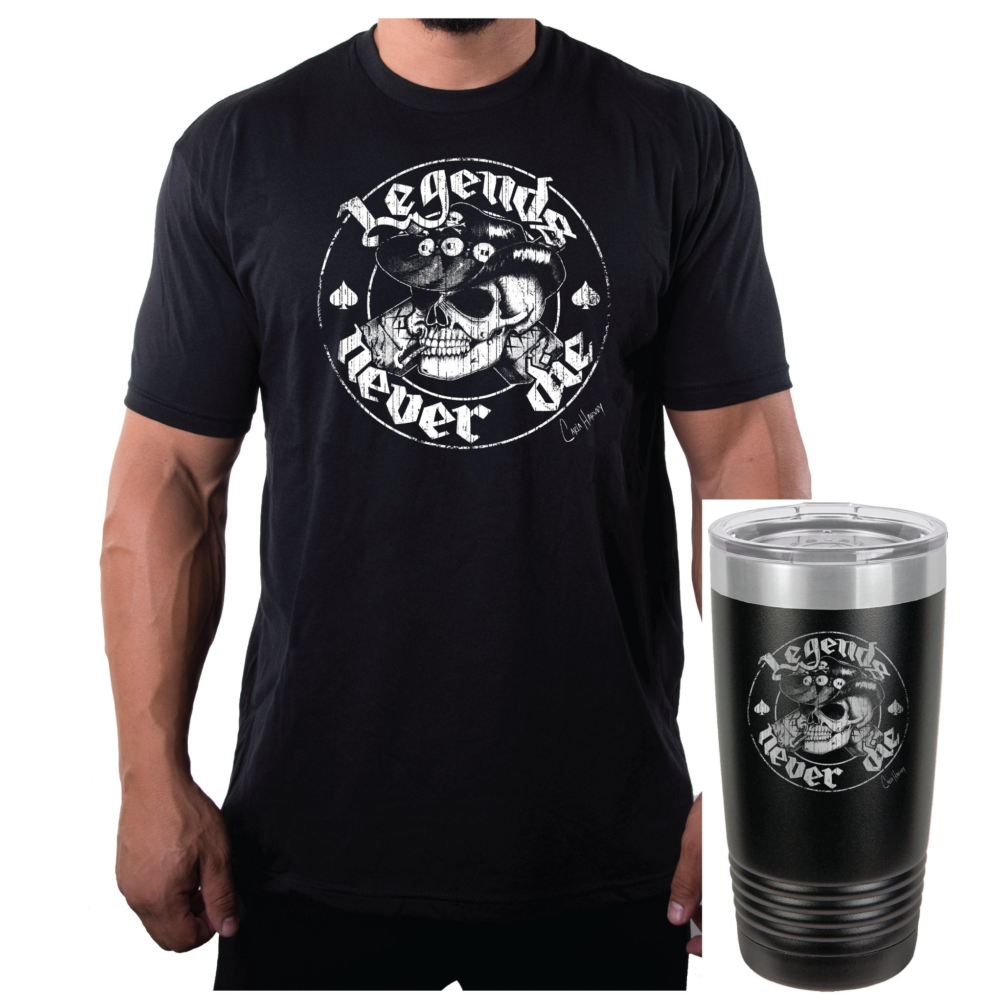 Carla Harvey Legends Never Die Unisex T-Shirt and Tumbler Combo - Mato & Hash