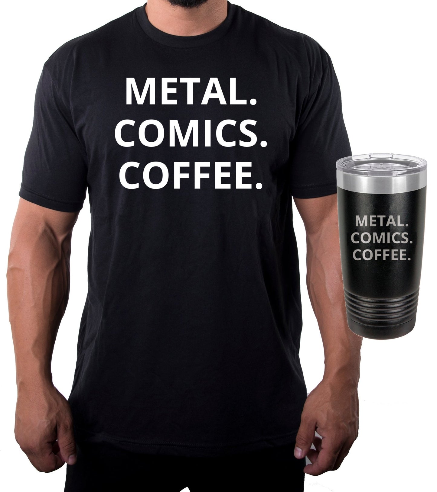 Carla Harvey Metal Comics Coffee T-Shirt and Tumbler Combo - Mato & Hash