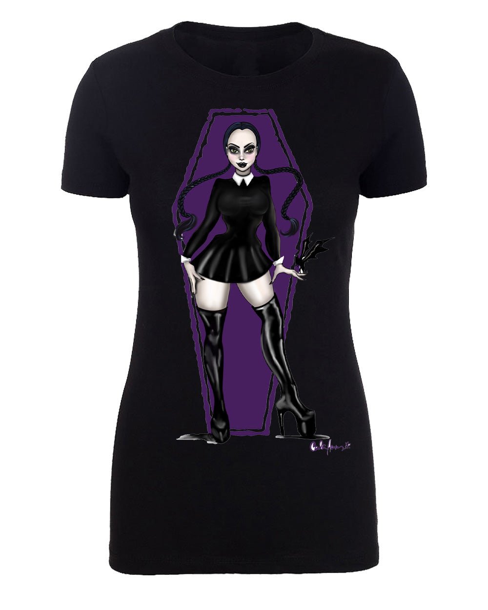 Carla Harvey Women's Black T-Shirt Wednesday Coffin - Mato & Hash