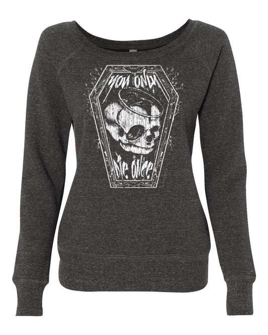 Carla Harvey YODO White Off The Shoulder Wide Neck Sponge Fleece Sweatshirt - Mato & Hash