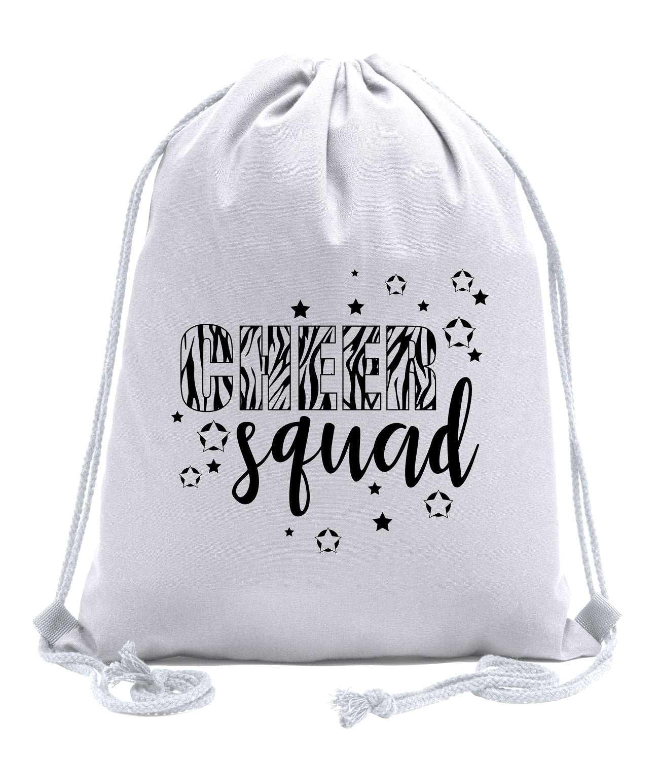 Cheer Squad - Zebra Text - Cotton Drawstring Bag - Mato & Hash