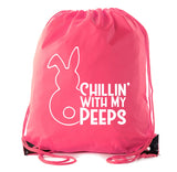 Chillin' With My Peeps Easter Polyester Drawstring Bag - Mato & Hash