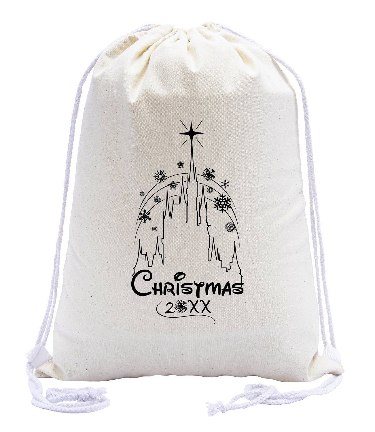 Christmas Castle Custom Year Cotton Drawstring Bag - Mato & Hash