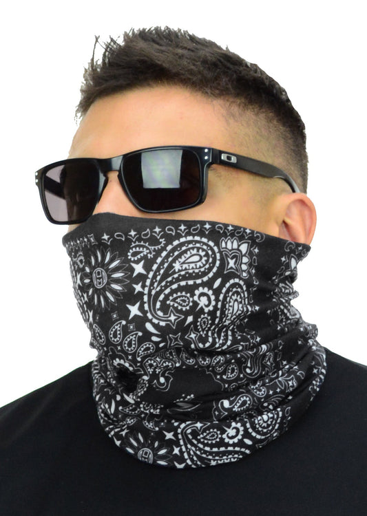 Classic Paisley or Solid Color Multifunctional Neck Gaiter Tube Bandana Face Cover - Mato & Hash