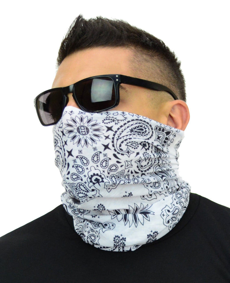 Classic Paisley or Solid Color Multifunctional Neck Gaiter Tube Bandana Face Cover - Mato & Hash