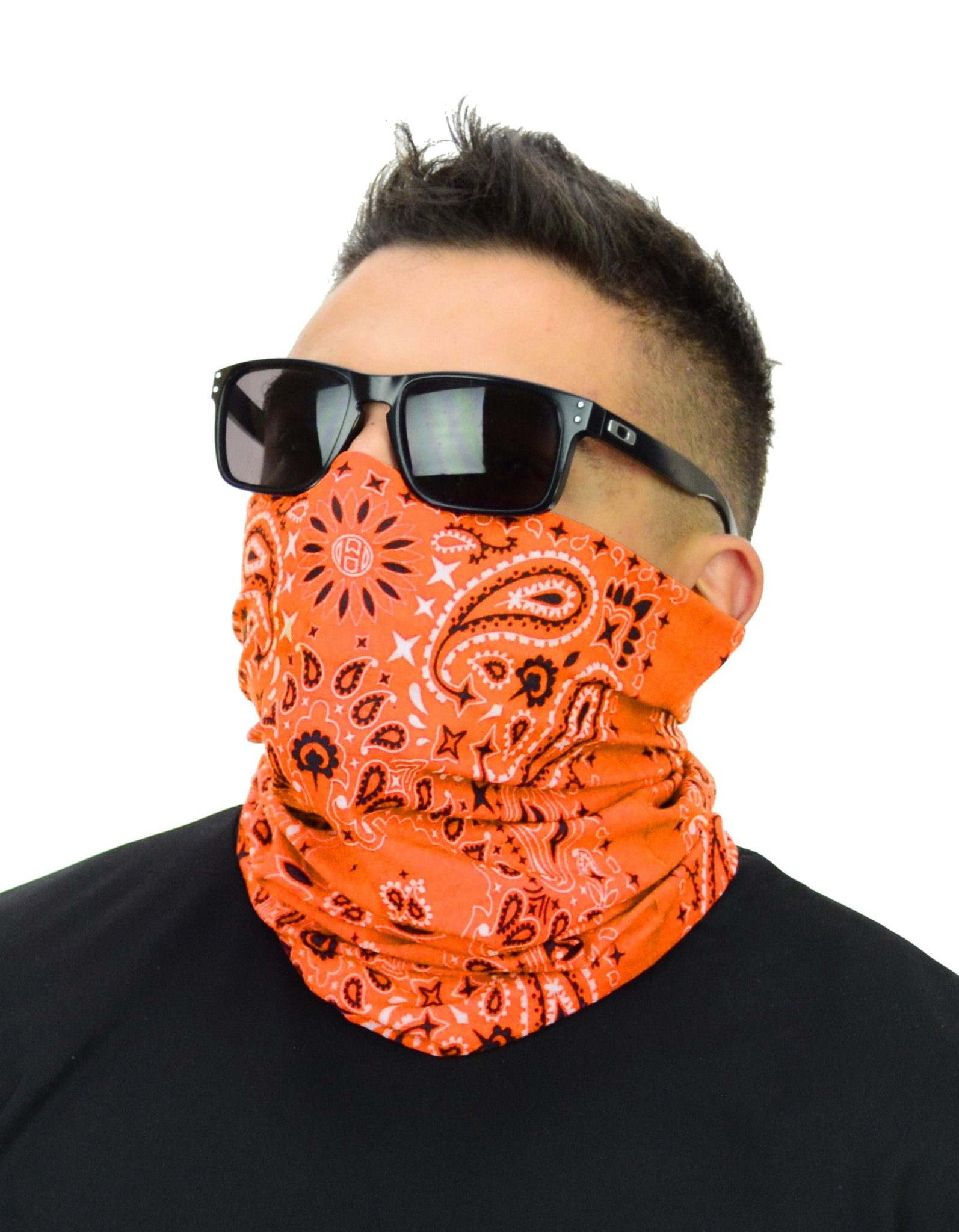 Classic Paisley or Solid Color Multifunctional Neck Gaiter Tube Bandana Face Cover - Mato & Hash