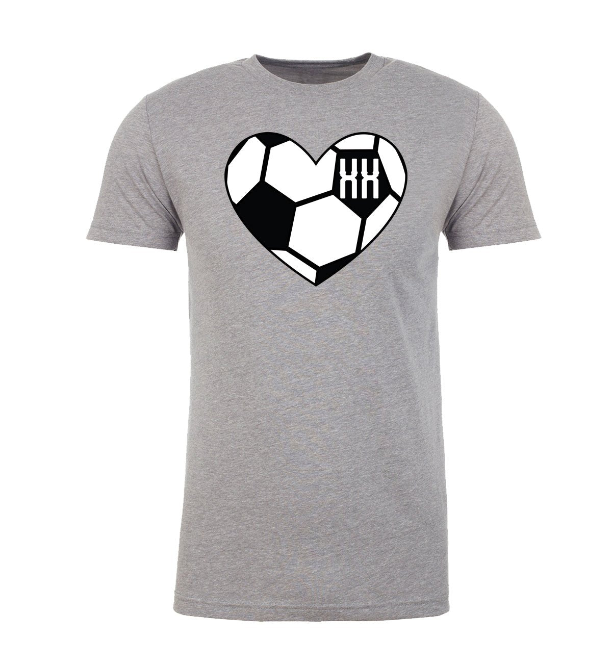 Classic Soccer Ball Heart & Custom Number Unisex T Shirts Heather Grey / Small