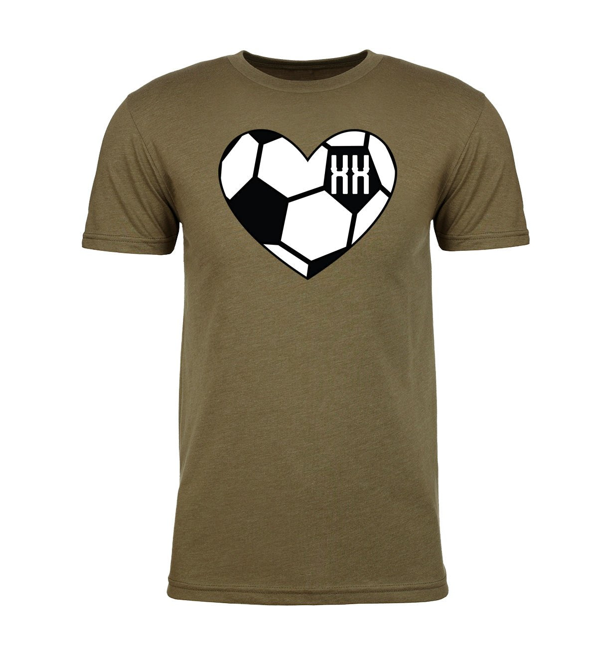 Classic Soccer Ball Heart & Custom Number Unisex T Shirts Olive Drab / x Large