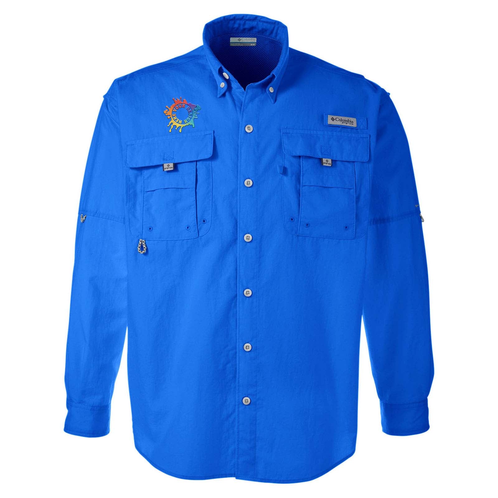 Columbia Men's Bahama II Long-Sleeve Shirt Embroidery Vivid Blue / Medium