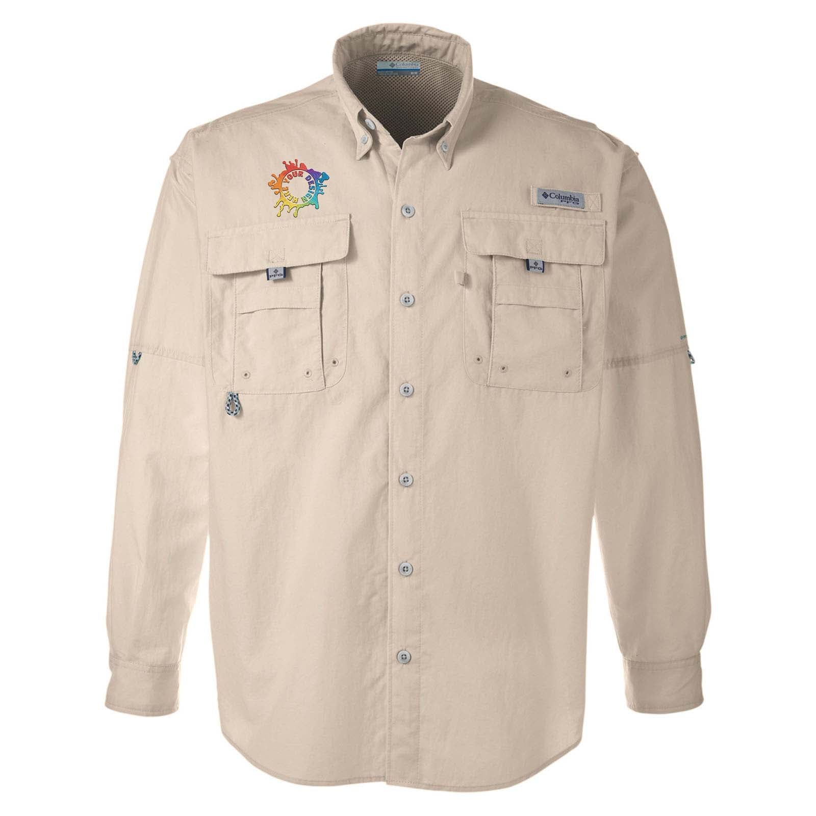 Columbia Men's Bahama II Long-Sleeve Shirt Embroidery Fossil / 2X Large