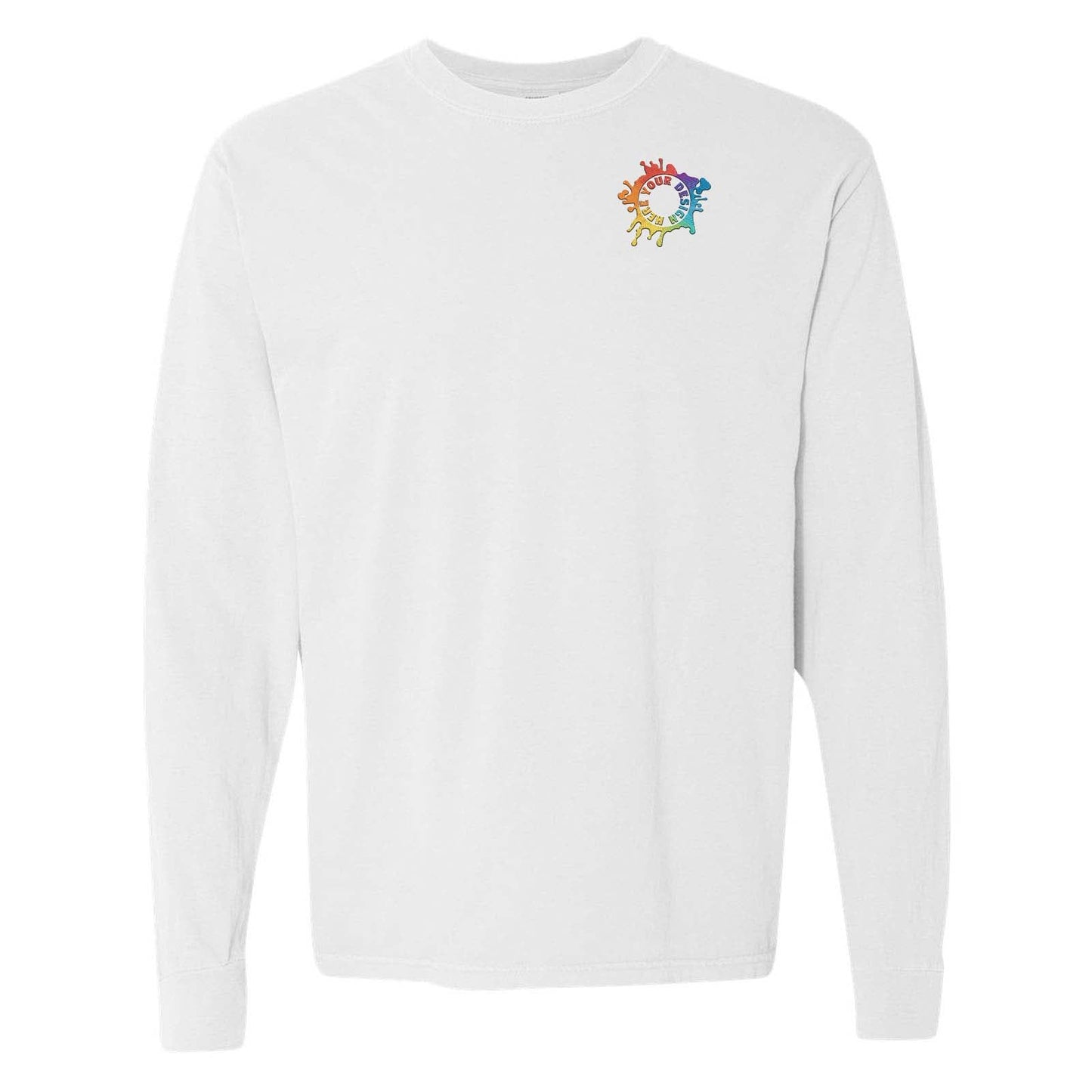Comfort Colors Garment Dyed Heavyweight Men's 100% Cotton Long Sleeve T-Shirt Embroidery - Mato & Hash