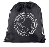 Community Globe Polyester Drawstring Bag