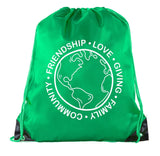 Community Globe Polyester Drawstring Bag - Mato & Hash