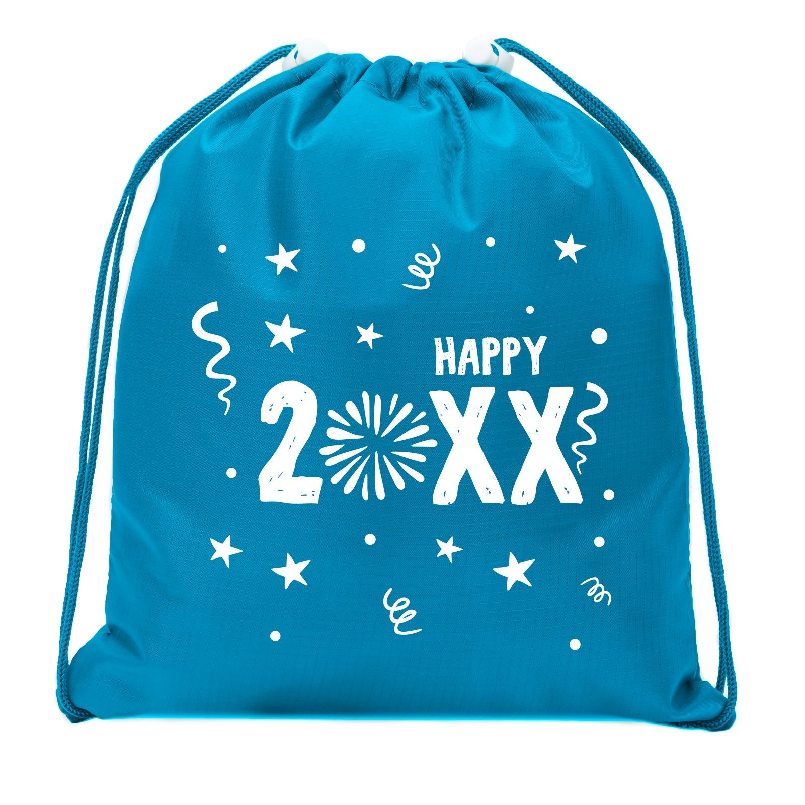Confetti & Stars Happy Custom New Year Mini Polyester Drawstring Bag - Mato & Hash