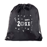 Confetti & Stars Happy Custom New Year Polyester Drawstring Bag - Mato & Hash