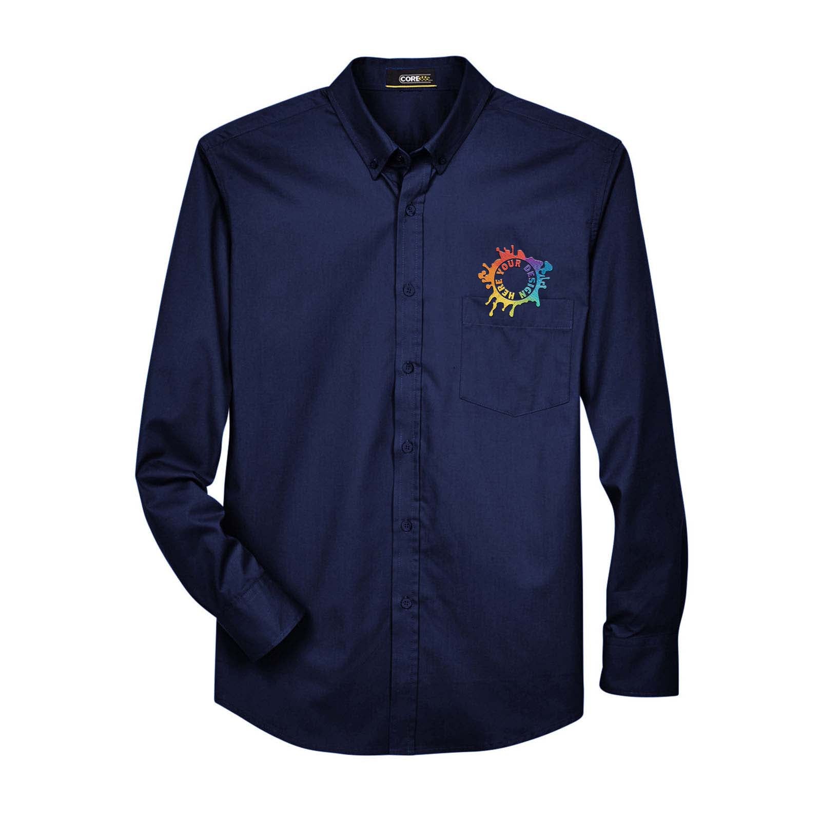 Core 365 Men's Operate Long-Sleeve Twill Shirt Embroidery - Mato & Hash