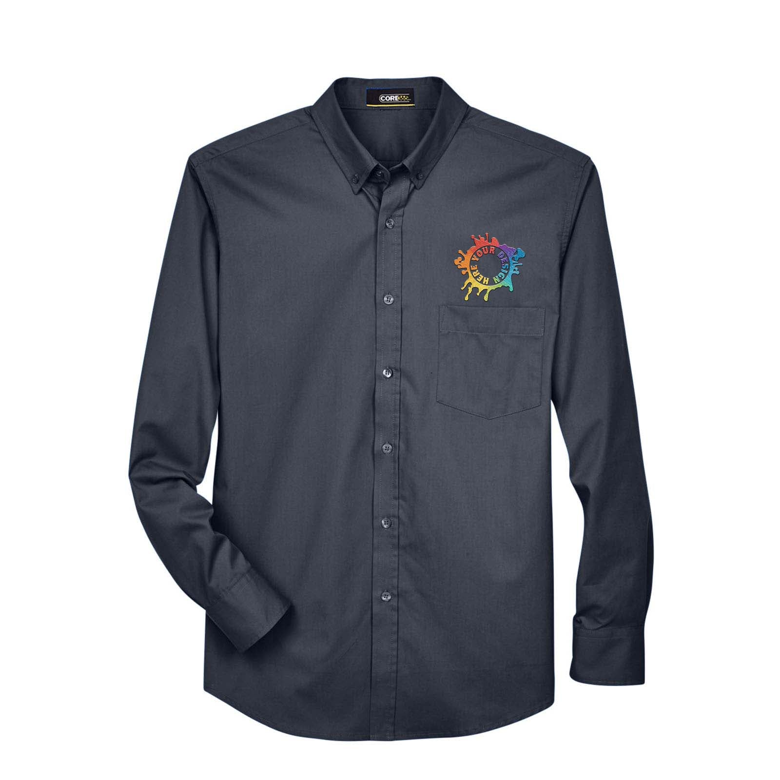 Core 365 Men's Operate Long-Sleeve Twill Shirt Embroidery - Mato & Hash