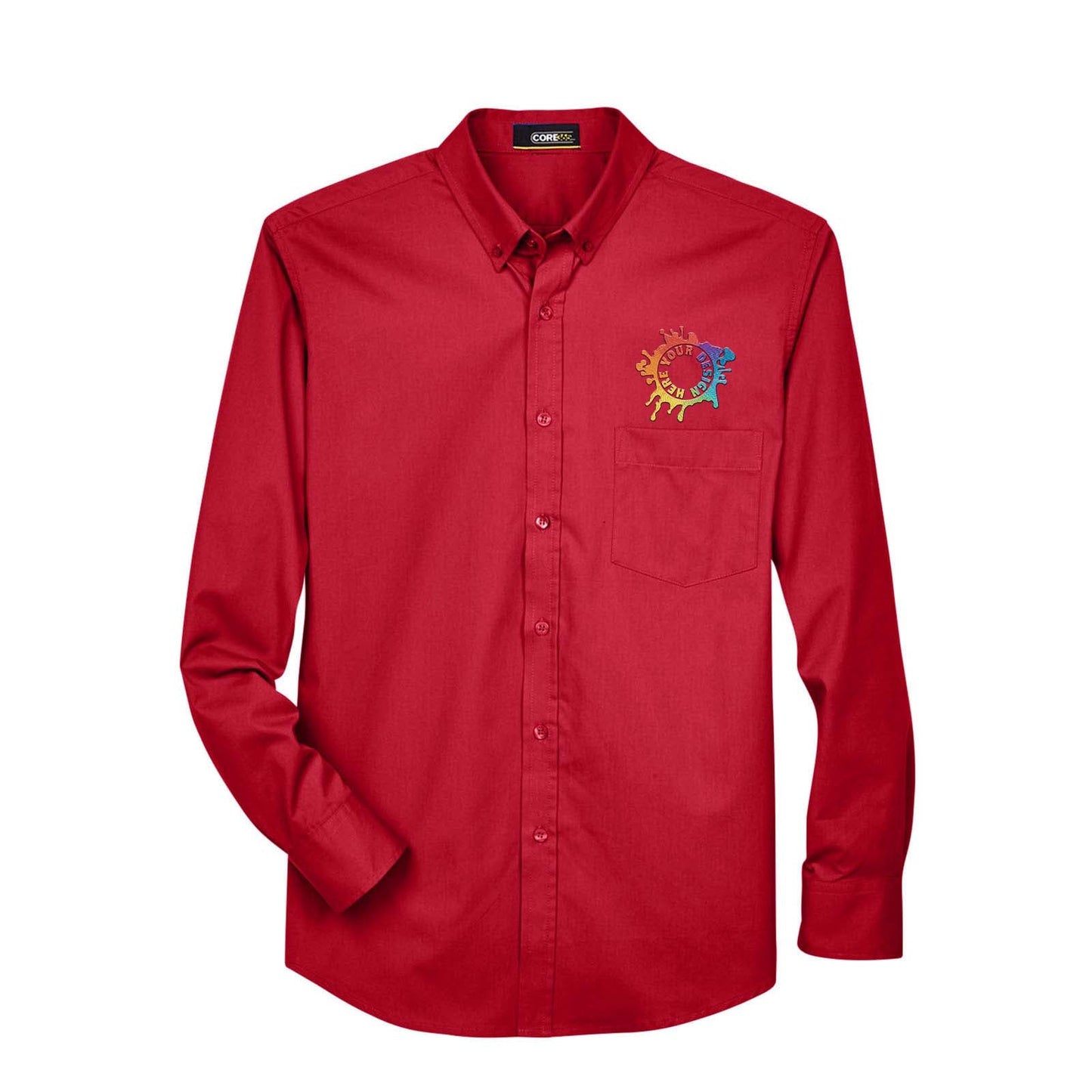 Core 365 Men's Operate Long-Sleeve Twill Shirt Embroidery - Mato & Hash