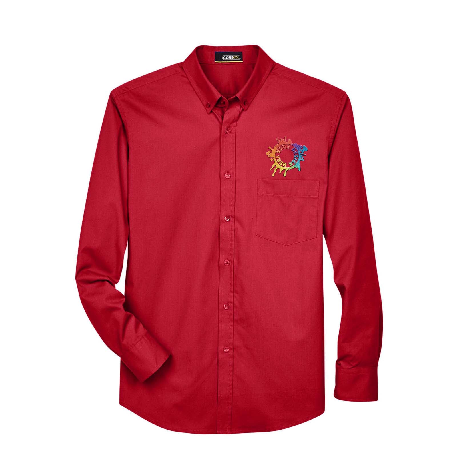 Core 365 Men's Operate Long-Sleeve Twill Shirt Embroidery - Mato & Hash