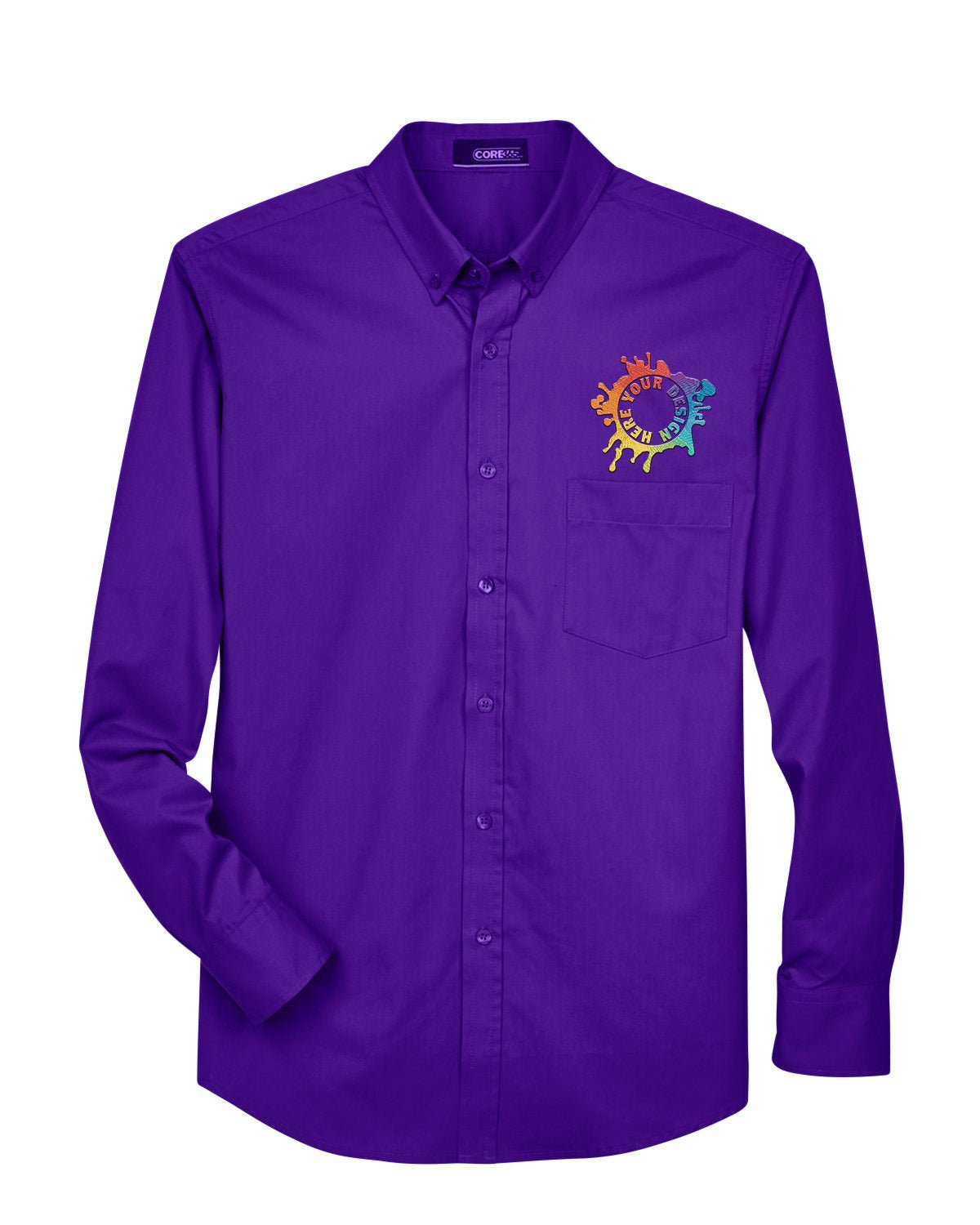 Core 365 Men's Operate Long-Sleeve Twill Shirt Embroidery - Mato & Hash