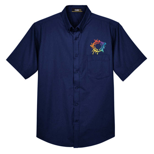 Core 365 Men's Optimum Short-Sleeve Twill Shirt Embroidery - Mato & Hash