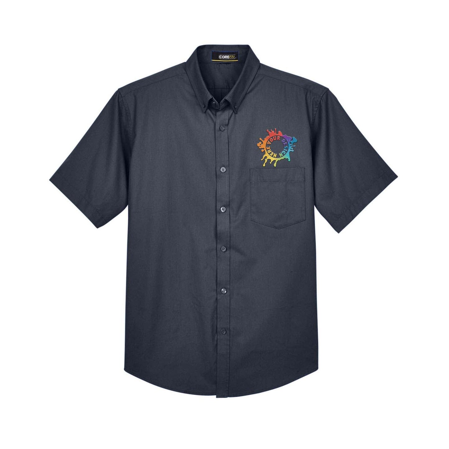 Core 365 Men's Optimum Short-Sleeve Twill Shirt Embroidery - Mato & Hash