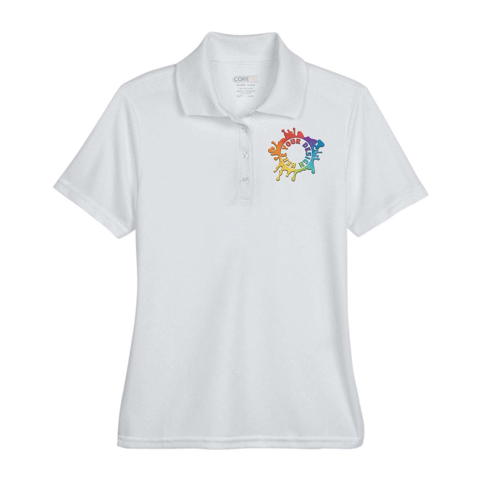 Core365 Ladies' Origin Performance 100% Polyester Piqué Polo T-Shirt Embroidery - Mato & Hash