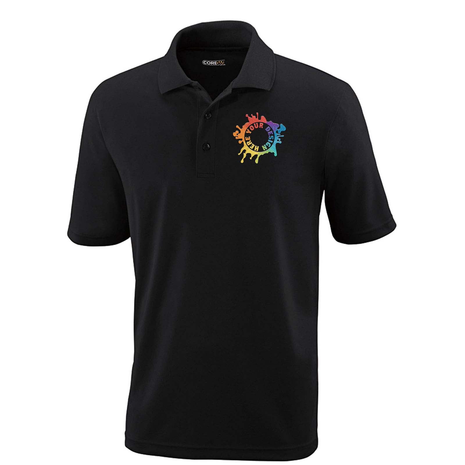 Core365 Men's Origin Performance 100% Polyester Piqué Polo T-Shirt Embroidery - Mato & Hash