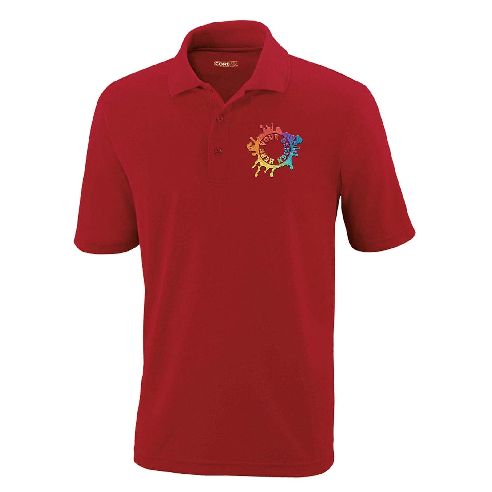 Core365 Men's Origin Performance 100% Polyester Piqué Polo T-Shirt Embroidery - Mato & Hash