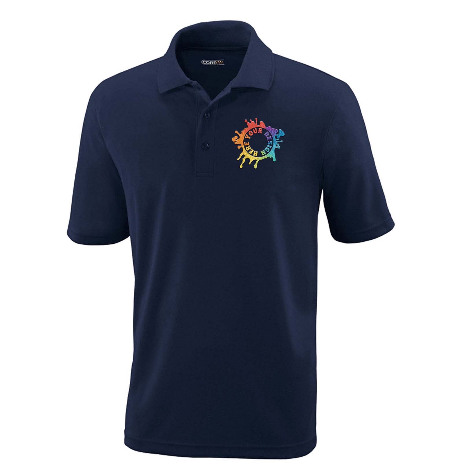 Core365 Men's Origin Performance 100% Polyester Piqué Polo T-Shirt Embroidery - Mato & Hash