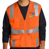 CornerStone® ANSI 107 Class 2 Mesh Six-Pocket Zippered Vest Embroidery - Mato & Hash