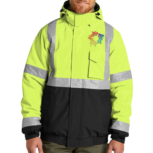 CornerStone® ANSI 107 Class 3 Economy Waterproof Insulated Bomber Jacket Embroidery - Mato & Hash