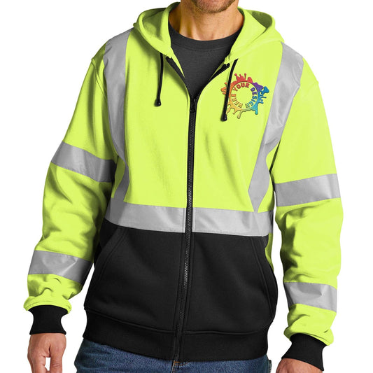 CornerStone® ANSI 107 Class 3 Heavy-Duty Fleece Full-Zip Hoodie Embroidery - Mato & Hash