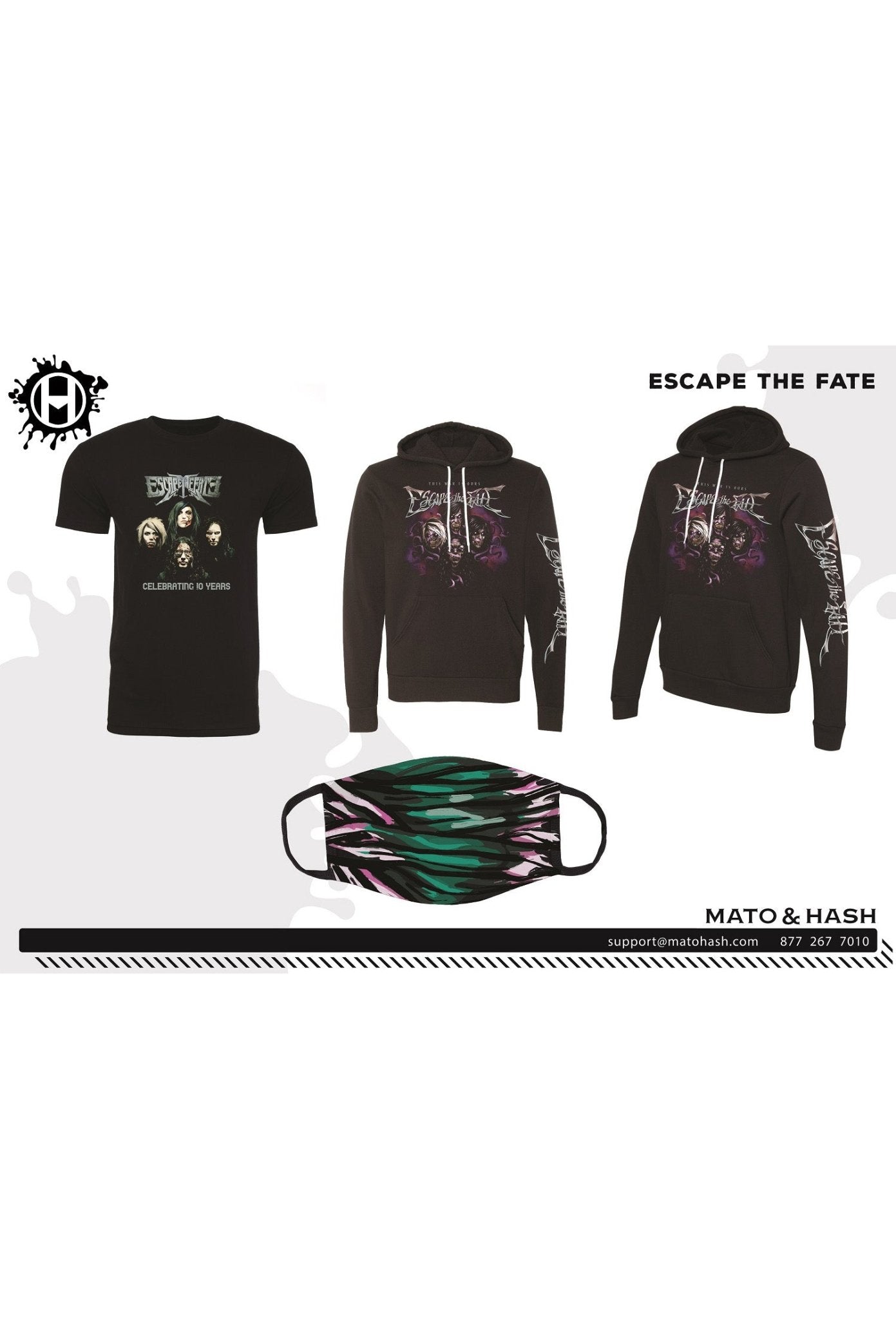 Craig M December Bundle Zombie HOODIE + MASK + 10 YEAR SHIRT USA - Mato & Hash