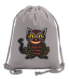 Creepy Black Cat Cotton Halloween Drawstring Bag - Mato & Hash