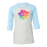 Custom Bella + Canvas Youth 3/4-Sleeve Baseball Raglan T-Shirt