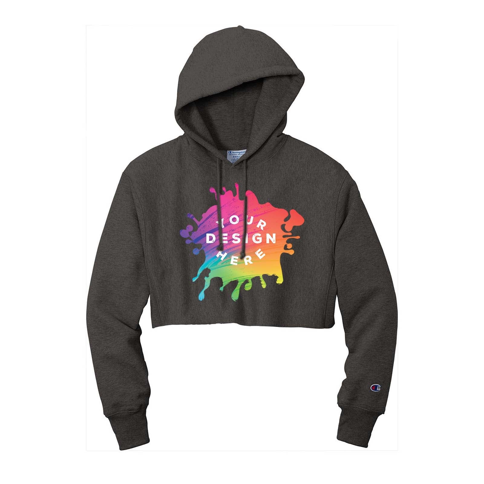 Champion Women's Champion Cropped Cut Off Hoodie Charcoal