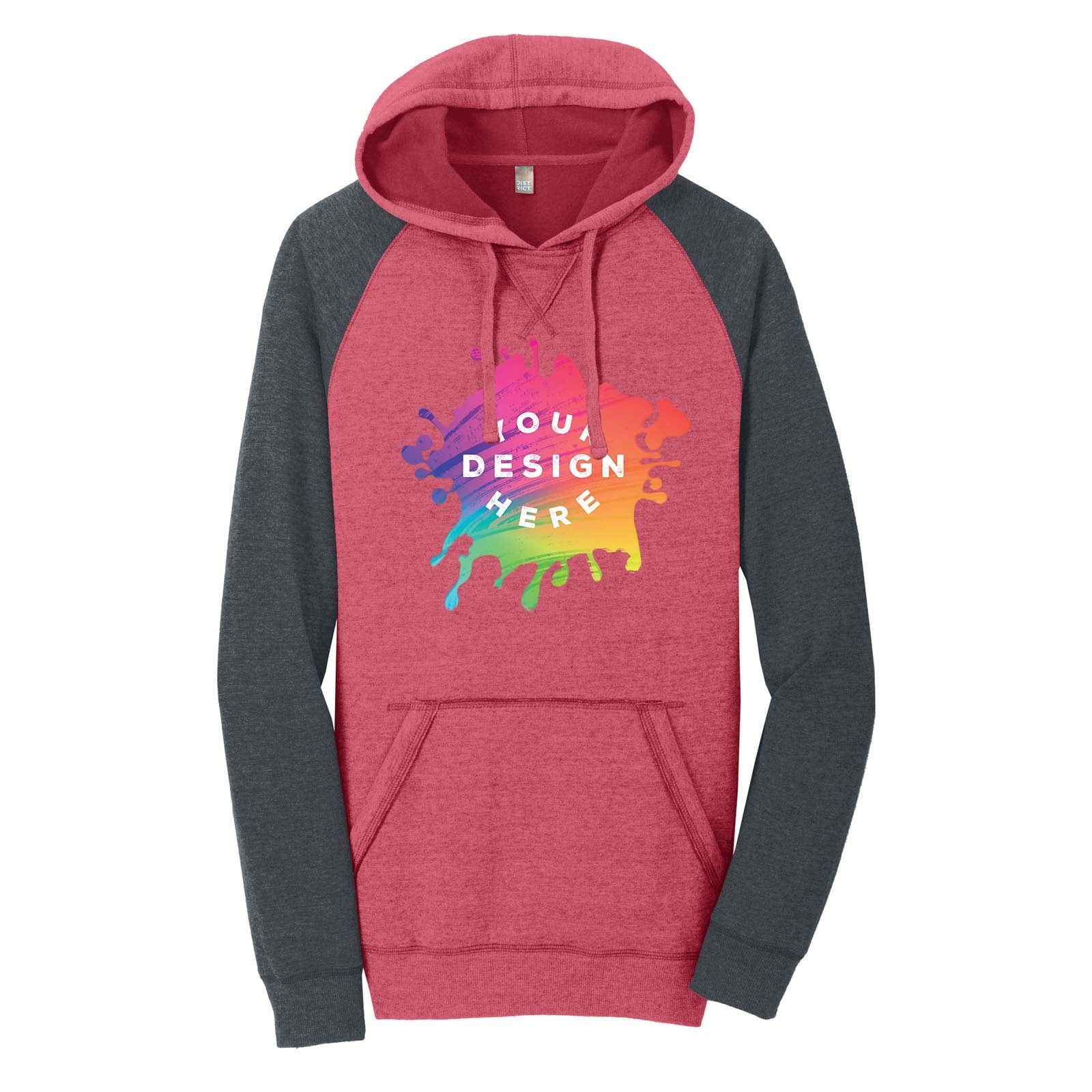 Custom District ® Young Mens Lightweight Fleece Raglan Hoodie - Mato & Hash
