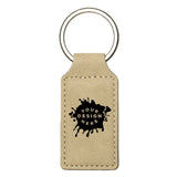 Custom-Engraved Leatherette Rectangle Keychain