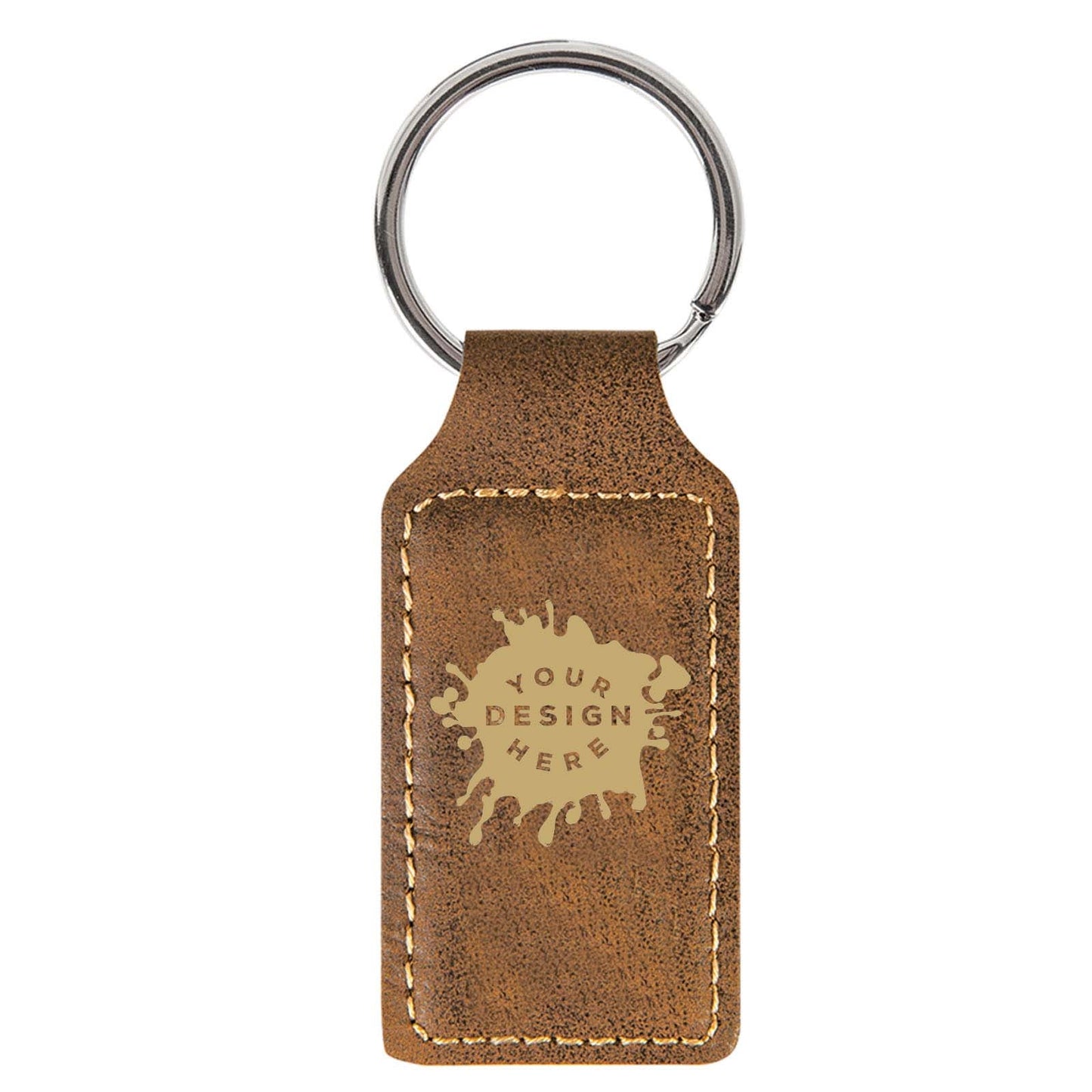 Custom-Engraved Leatherette Rectangle Keychain - Mato & Hash