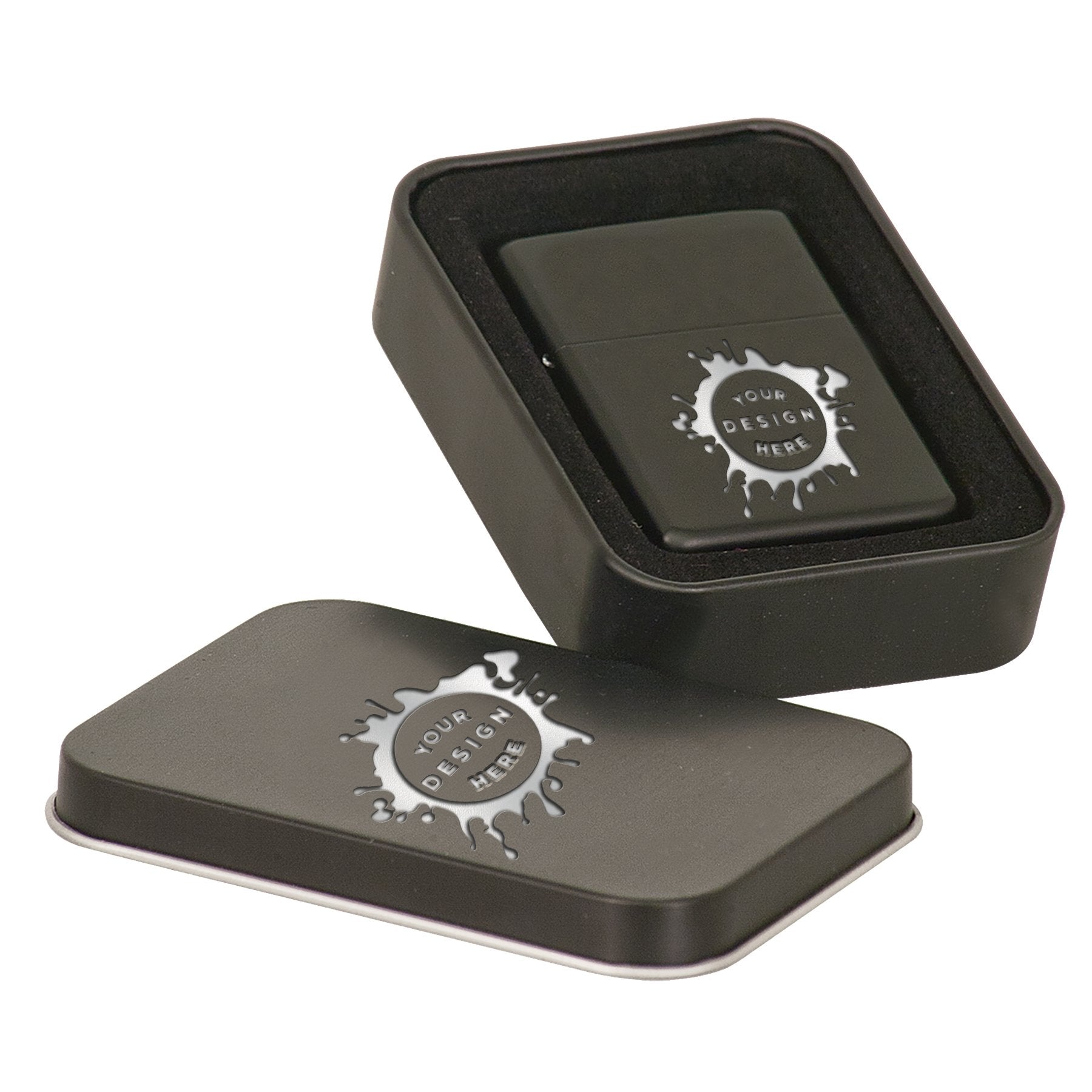 Custom Engraved Lighter & Tin - Three (3) Colors Available - Mato & Hash