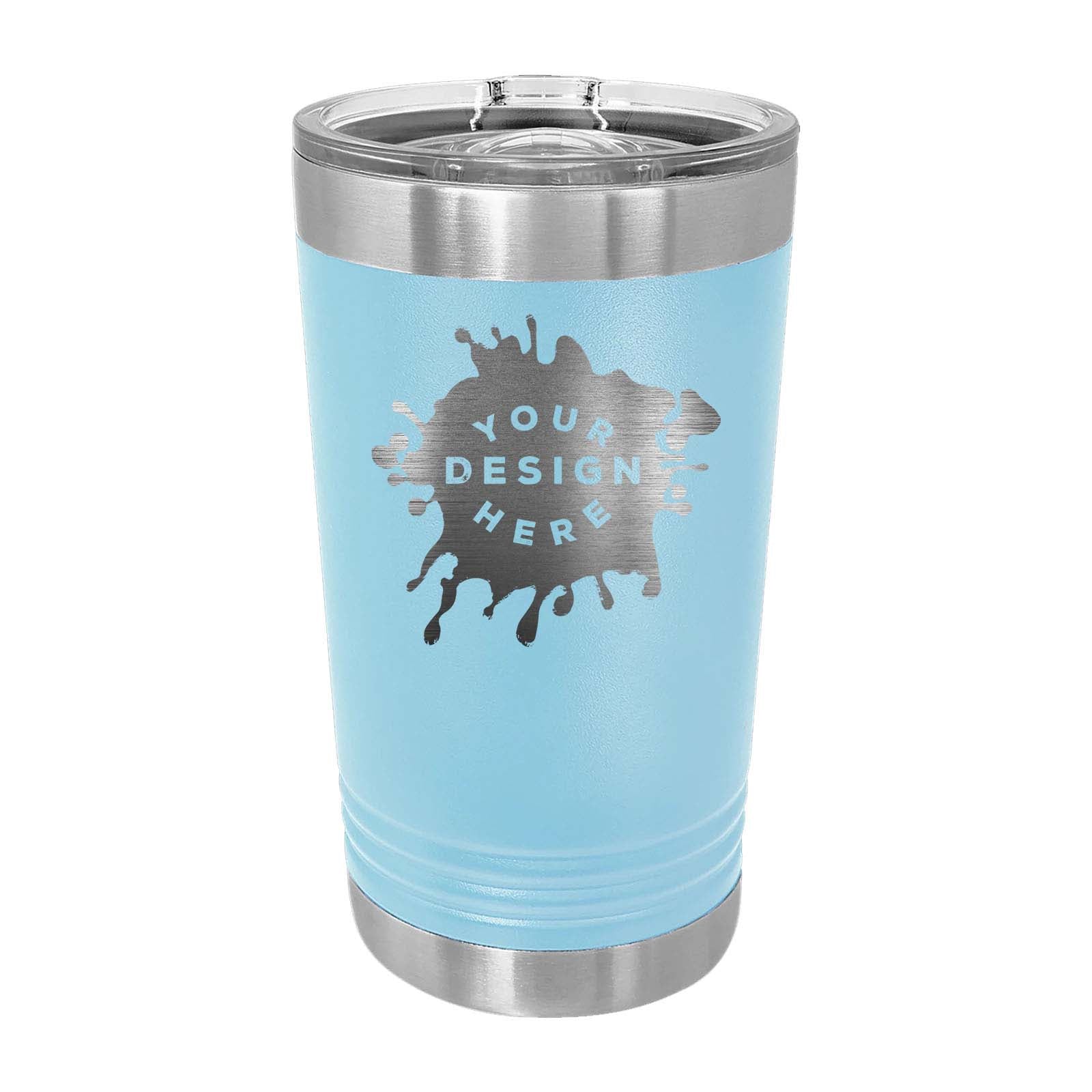 Personalized Skinny Tumbler with Lid and Straw, 16 oz Matte Black