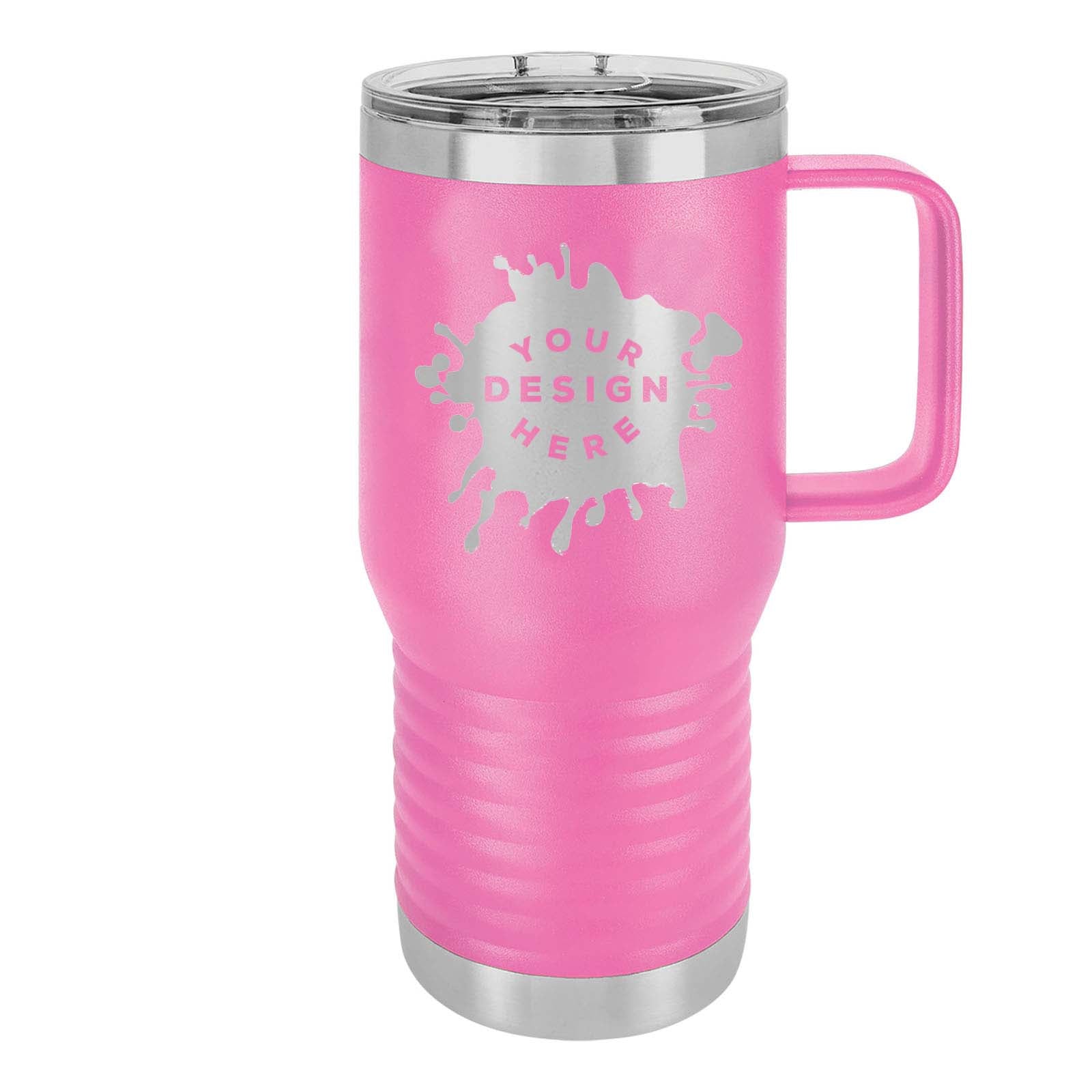 Custom Engraved Travel Coffee Tumbler With Lid and Handle