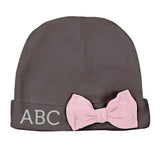 Custom Initials - Embroidered Baby Hat w/ Contrasting Bow