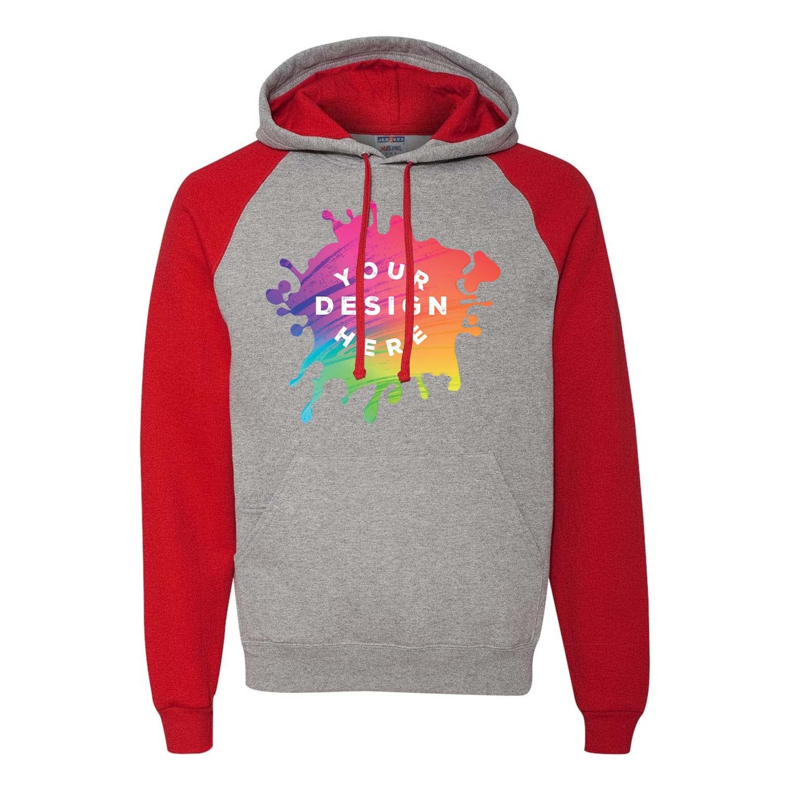 Custom Jerzees Adult 8 oz. NuBlend® Colorblock Raglan Pullover Hooded Sweatshirt - Mato & Hash