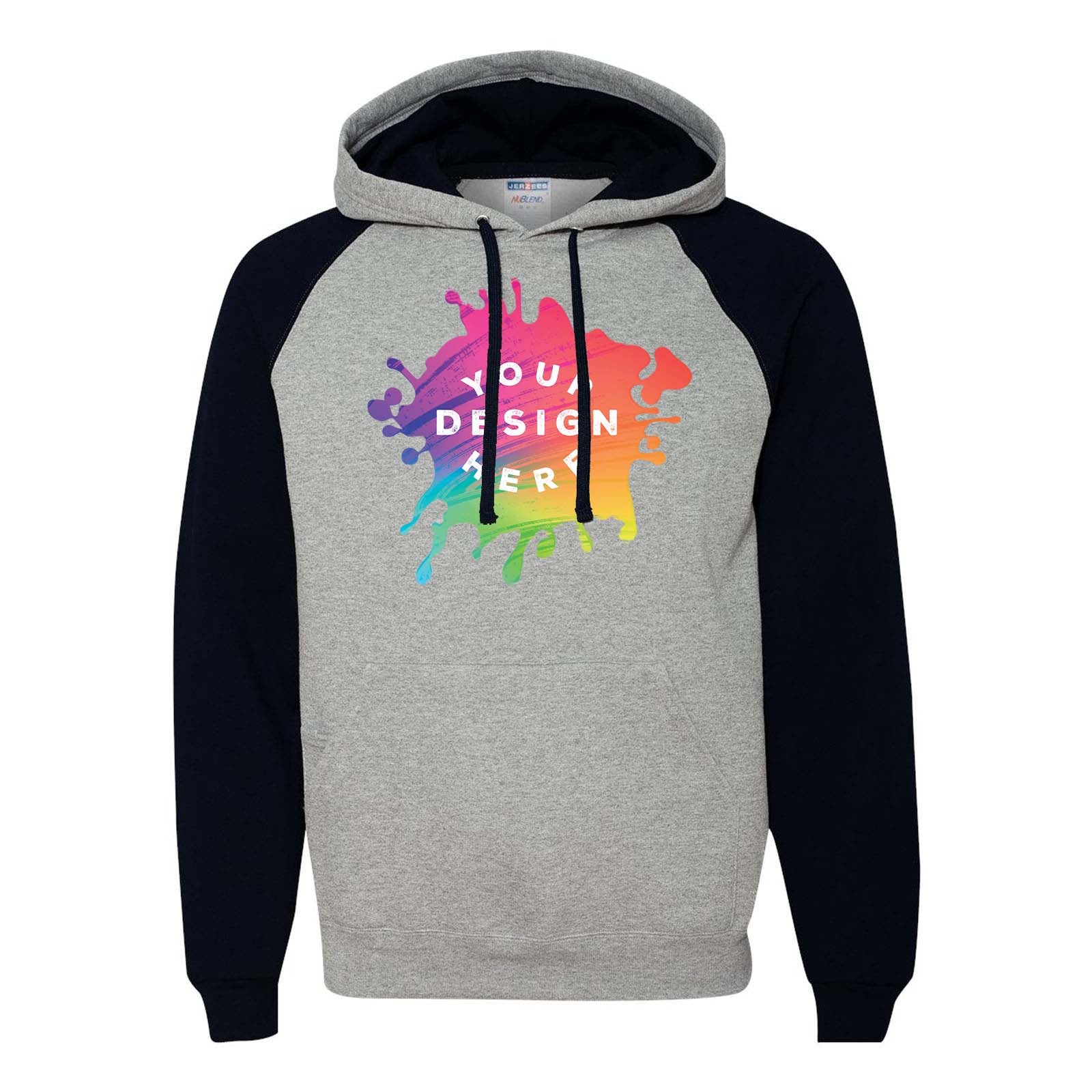 Custom Jerzees Adult 8 oz. NuBlend® Colorblock Raglan Pullover Hooded Sweatshirt - Mato & Hash