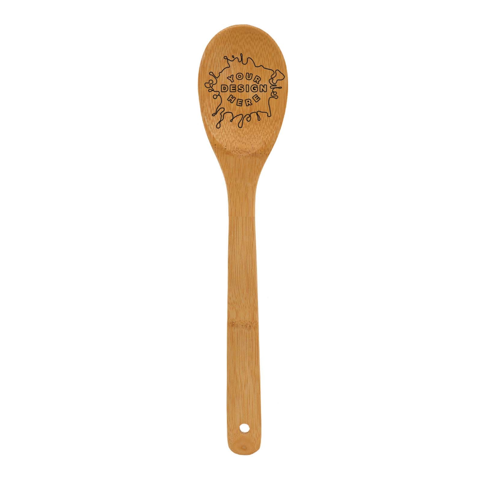Custom Laser Engraved 12" Bamboo Salad Spoon - Mato & Hash