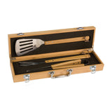 Custom Laser Engraved 3-Piece Bamboo BBQ Set in Bamboo Case - Mato & Hash