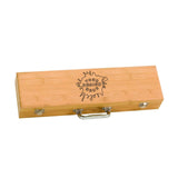 Custom Laser Engraved 3-Piece Bamboo BBQ Set in Bamboo Case